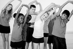 Children stretching.